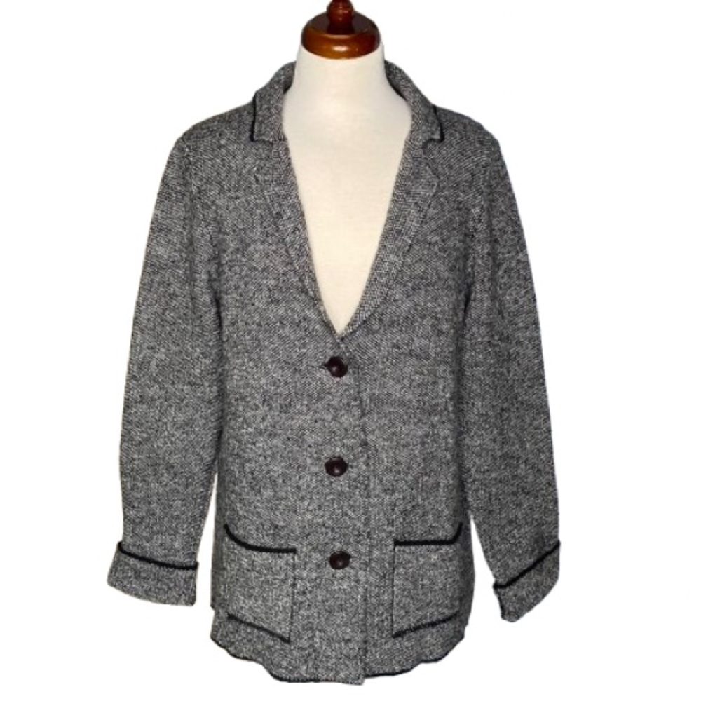 Cocogio Made in Italy Women's Knit Blazer Size XL Black & Gray Cozy Cabin EUC